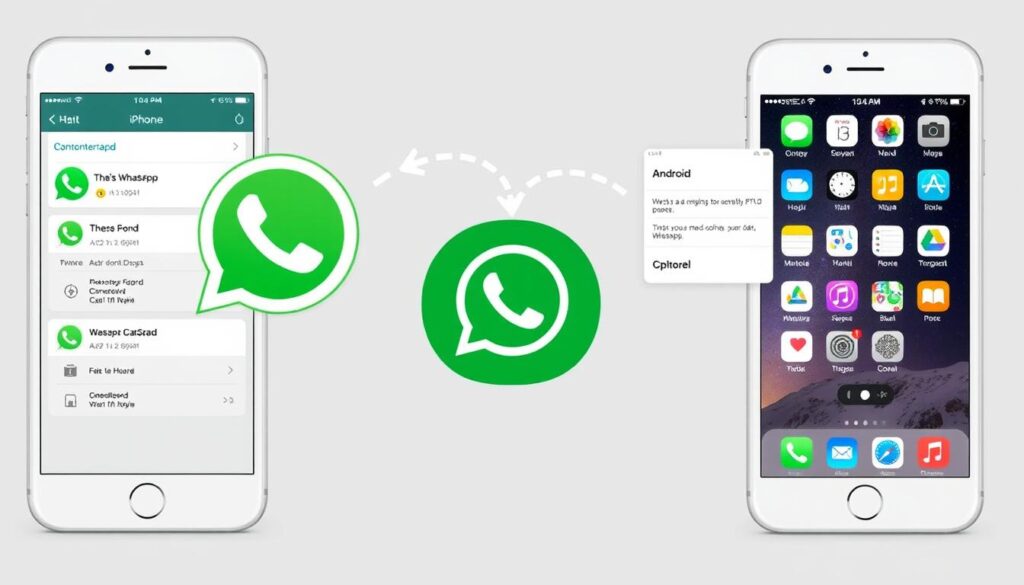 Android WhatsApp backup to iPhone transfer process visualization