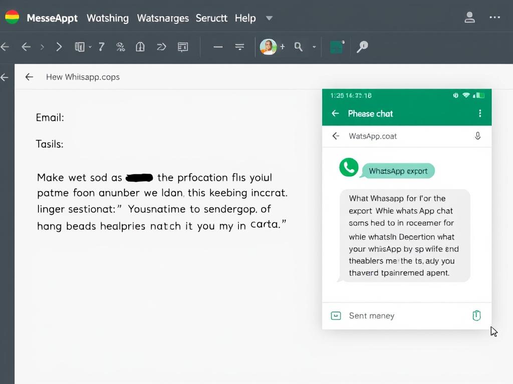 Email composition with WhatsApp chat attached