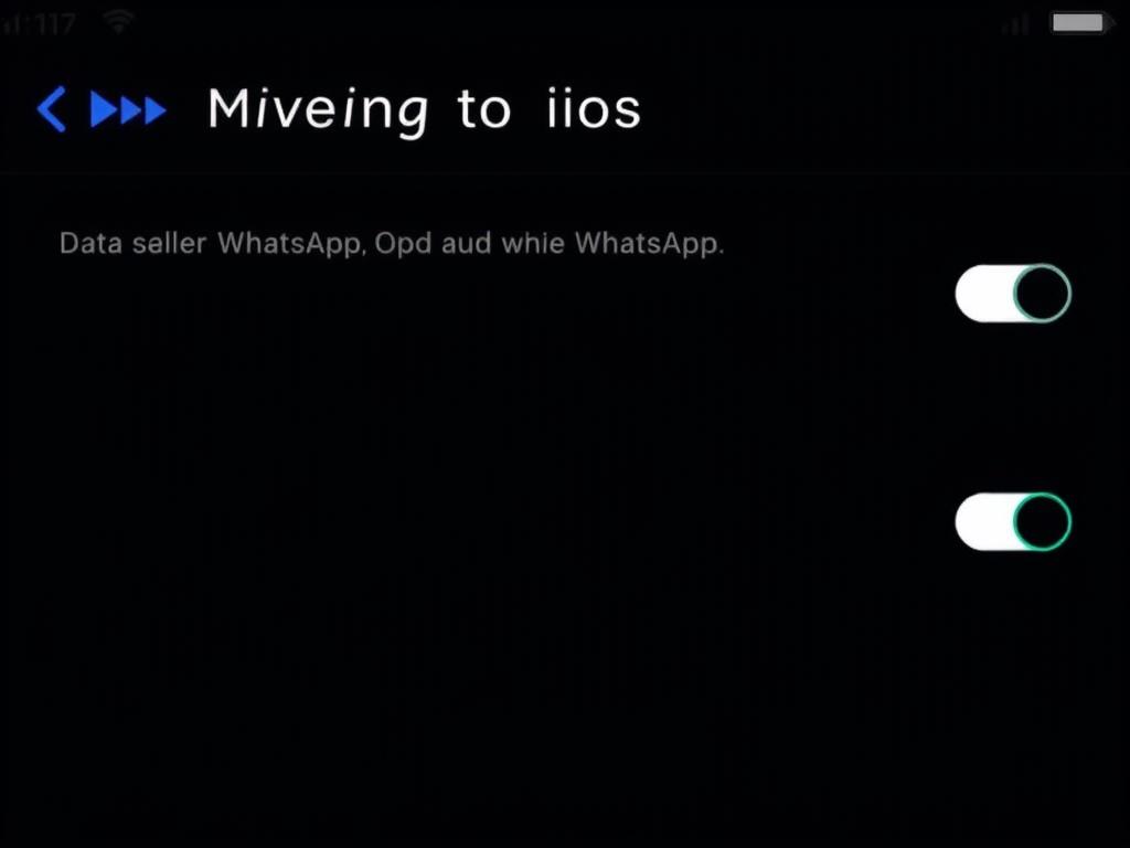 Move to iOS app showing WhatsApp selection for transfer