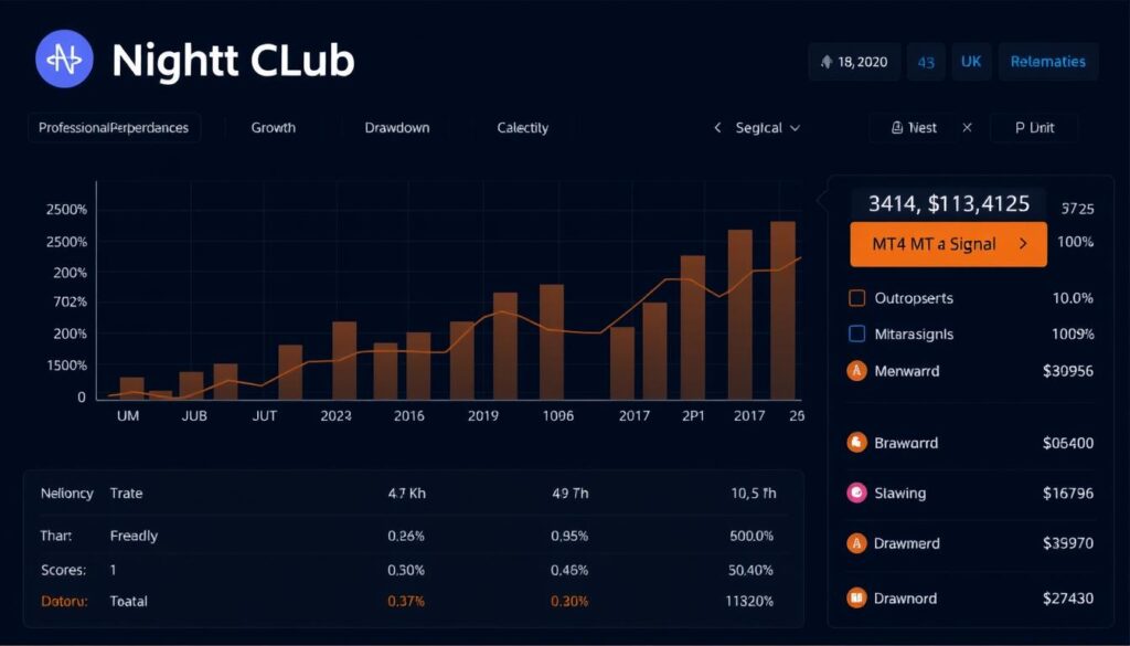 Performance chart for Night Club signal provider showing growth and drawdown periods Performance chart for Night Club signal provider showing growth and drawdown periods