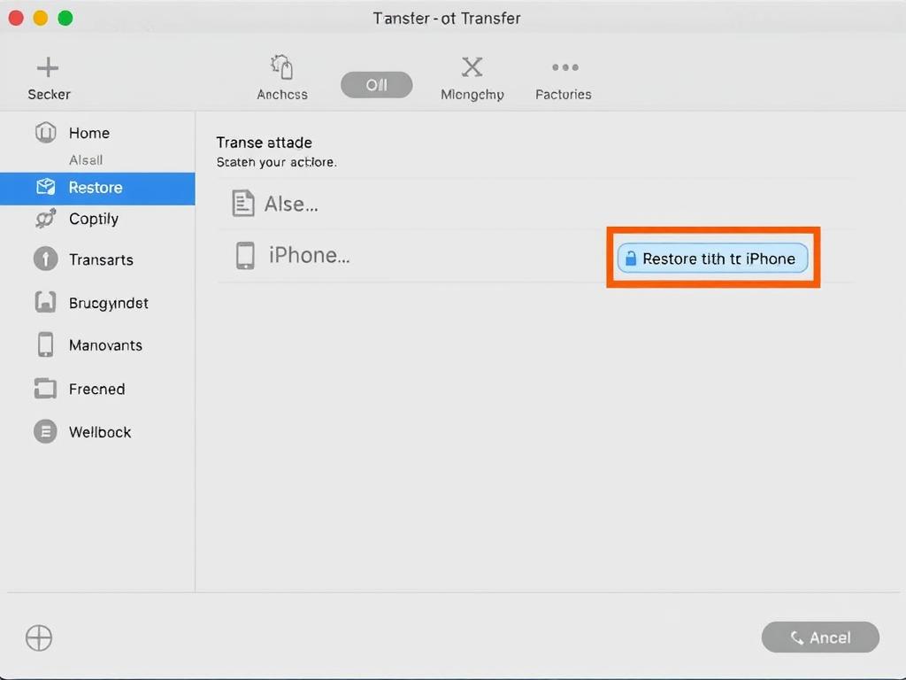 Restore to iPhone button in transfer software