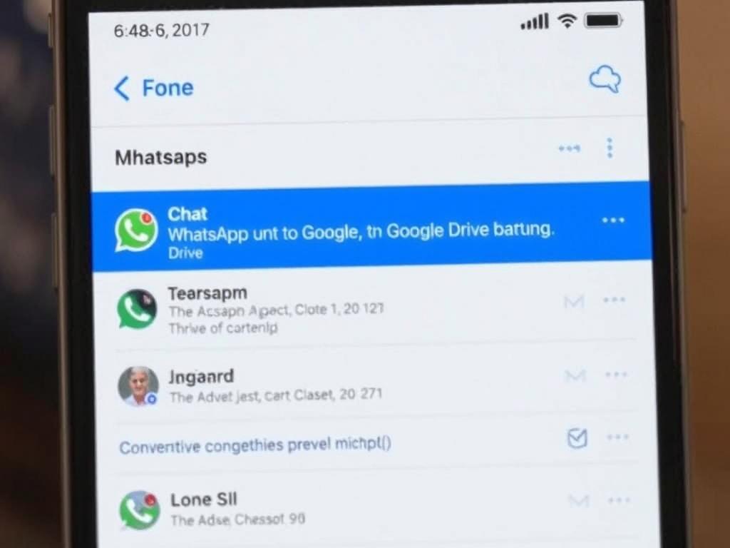 WhatsApp on iPhone showing restored chats from Google Drive