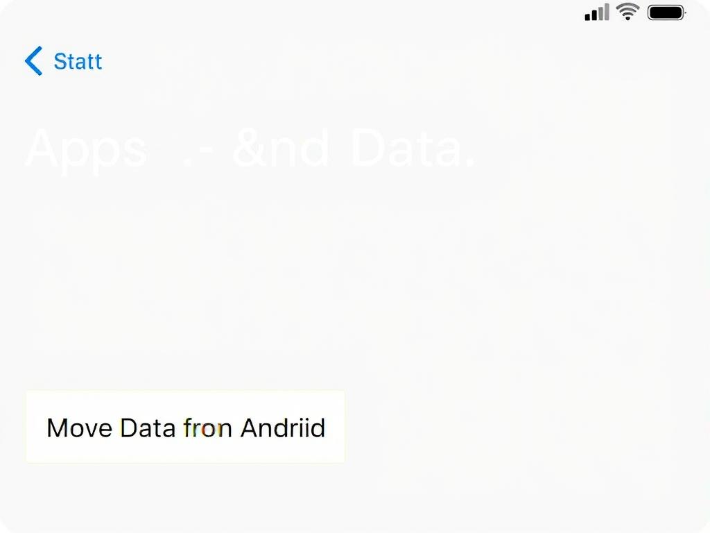 iPhone Apps & Data screen showing Move Data from Android option