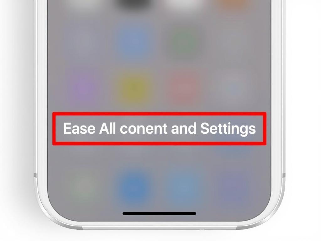 iPhone reset screen showing Erase All Content and Settings option