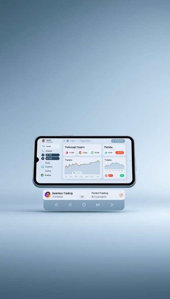 A sleek, modern Telegram interface showcasing the key features of a sophisticated copy trading bot. In the foreground, a responsive mobile device displays a clean, intuitive dashboard with real-time trading data, customizable indicators, and seamless portfolio management tools. The middle ground features a minimalist UI design with a bold, futuristic aesthetic, complemented by subtle animations and haptic feedback. The background is a muted, grayish-blue gradient, creating a sense of technological sophistication and digital elegance. The overall composition conveys the bot's powerful capabilities, user-centric design, and seamless integration with the Telegram platform.