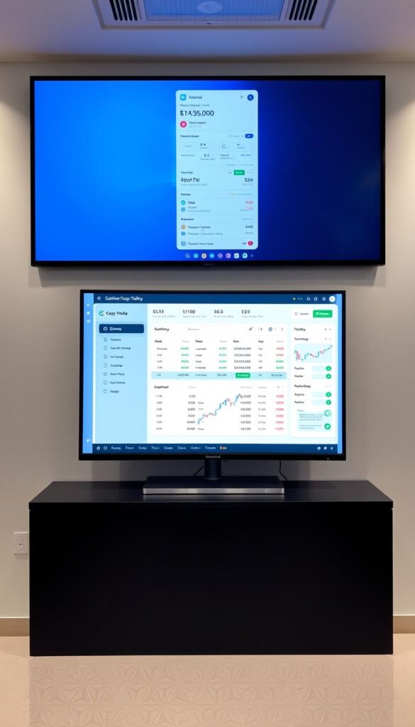 A sleek, modern copy trading platform interface, showcasing a dashboard with intuitive data visualizations, customizable trade settings, and seamless portfolio management tools. The layout is clean and minimalist, with a balance of light and dark elements, creating a professional and user-friendly aesthetic. The platform is displayed on a high-resolution display, with the screen reflecting a minimal, streamlined design that emphasizes the platform's core functionality. The overall atmosphere conveys a sense of efficiency, control, and confidence for users looking to navigate the world of copy trading.