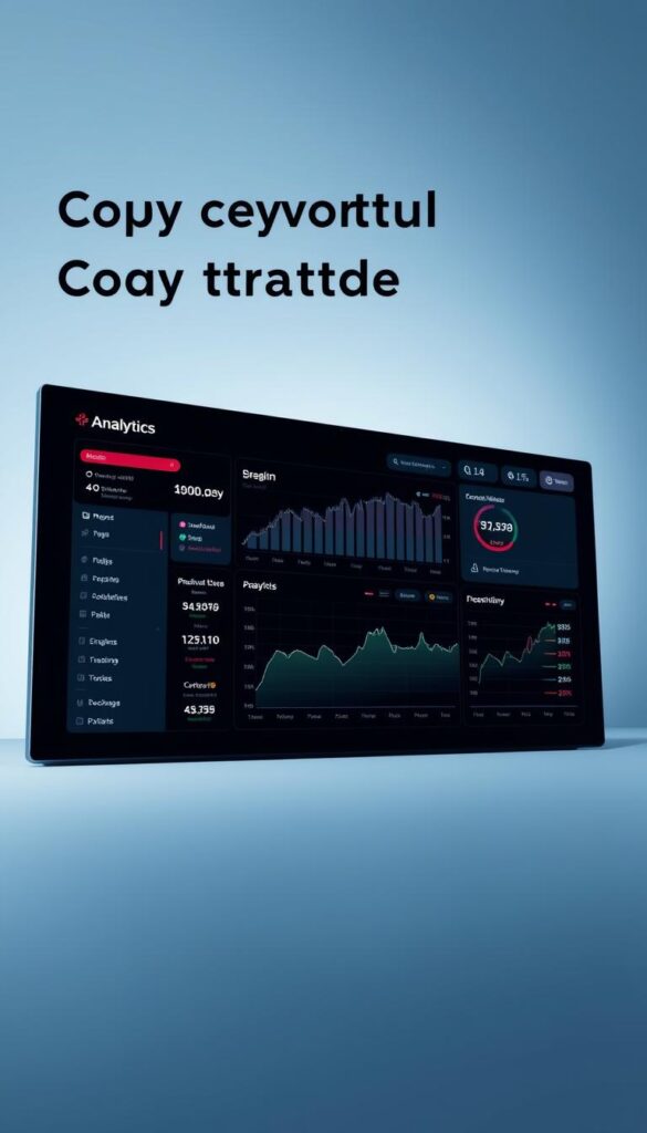 A sleek, modern dashboard displays a comprehensive suite of performance metrics for a copy trading platform. In the foreground, crisp charts and graphs visualize key data points like daily returns, risk-adjusted ratios, and portfolio growth. The middle ground features a clean, minimalist interface with intuitive controls and toggles, inviting the user to dive deeper into the analytics. The background is a cool, muted tone, setting a professional and analytical tone. Lighting is soft and diffused, creating depth and emphasizing the clarity of the data visualizations. The overall composition conveys a sense of informed decision-making, empowering the viewer to evaluate the success of their copy trading strategies.
