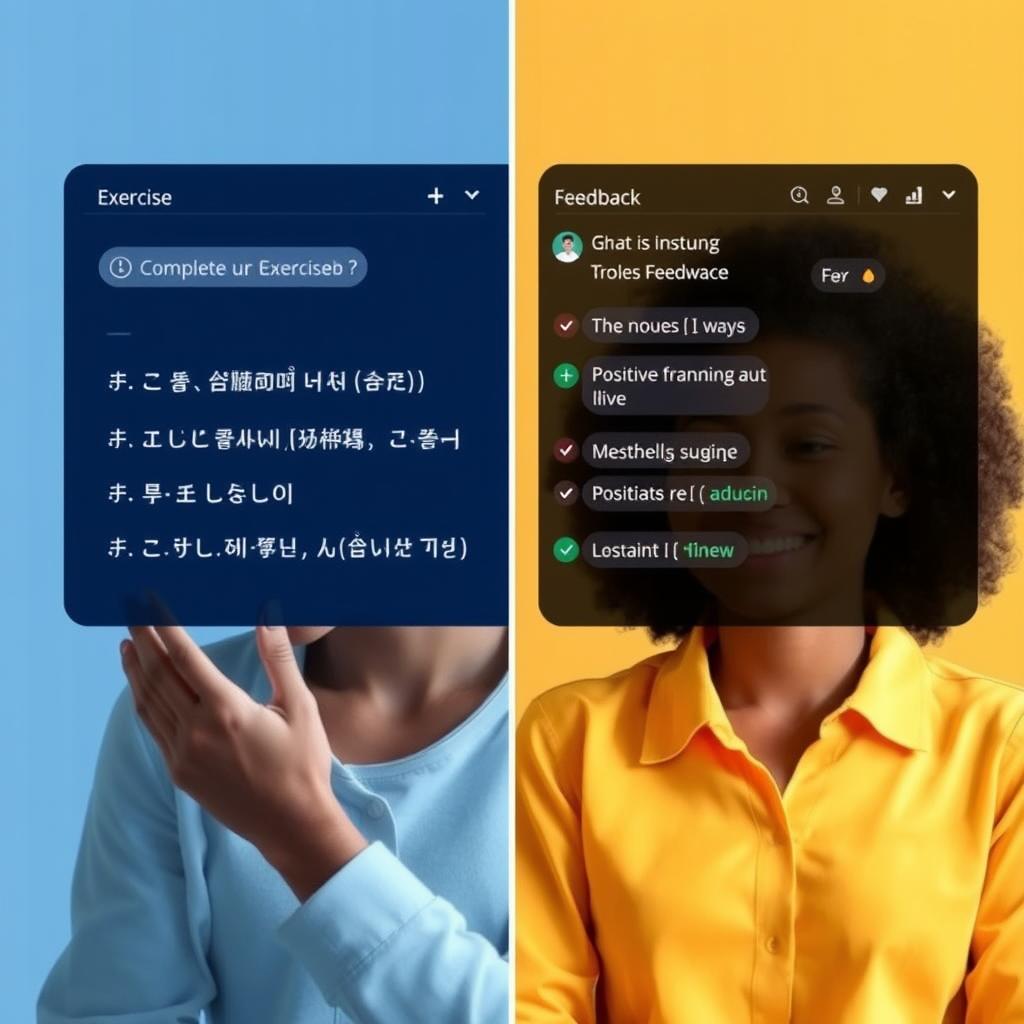 AI tutor providing instant feedback on language exercise