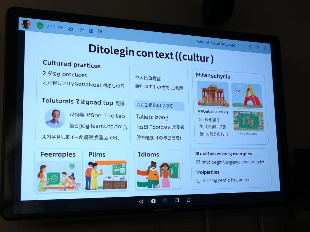 Cultural context integration in AI language tutor lesson