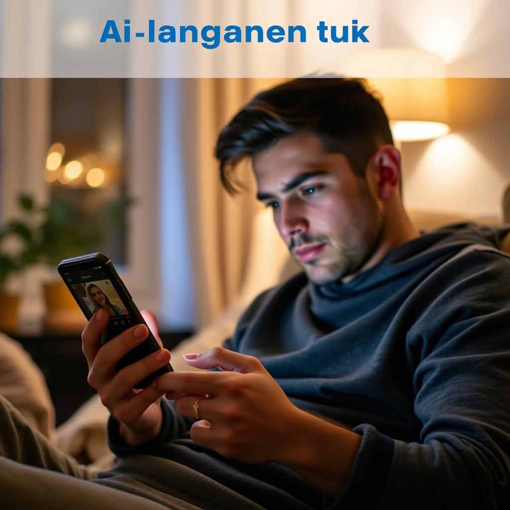 Person practicing language with AI tutor on smartphone at night